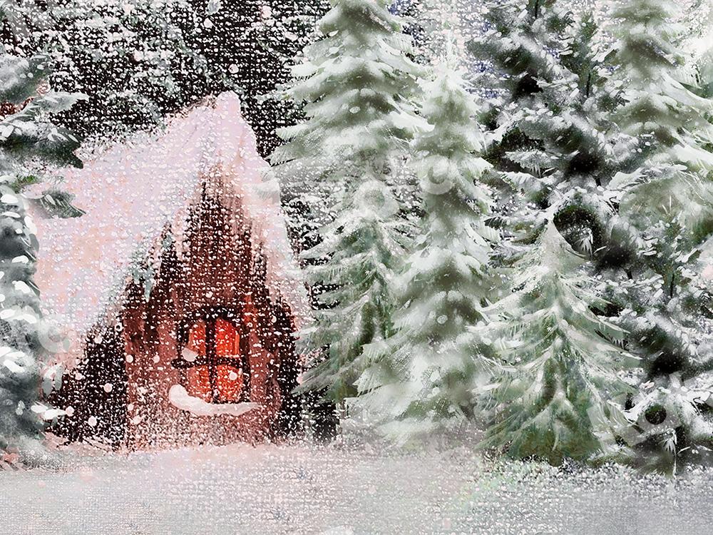 Kate Weihnachten Hintergrund Schneewald Holz Haus von Chain