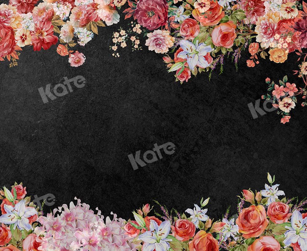 Kate Rosa Blumen schwarzer Hintergrund von Chain Photography - Kate Backdrop.de