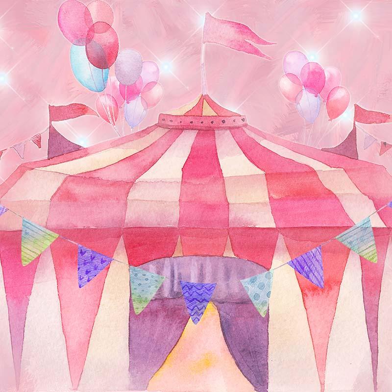 Kate Cake Smash Geburtstag rosa Zirkus Hintergrund Entworfen von GQ - Kate Backdrop.de