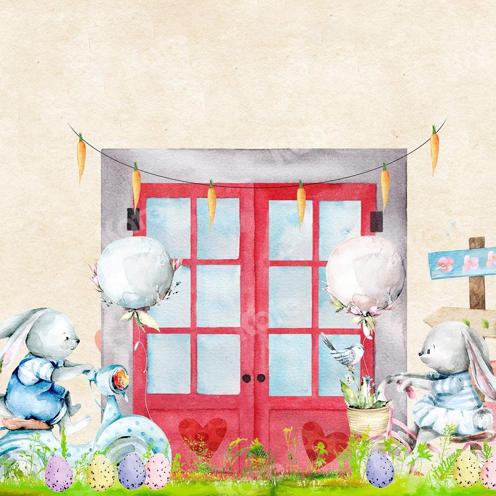 Kate Ostern rot Fenster Hase Hintergrund von Chain Photography - Kate Backdrop.de
