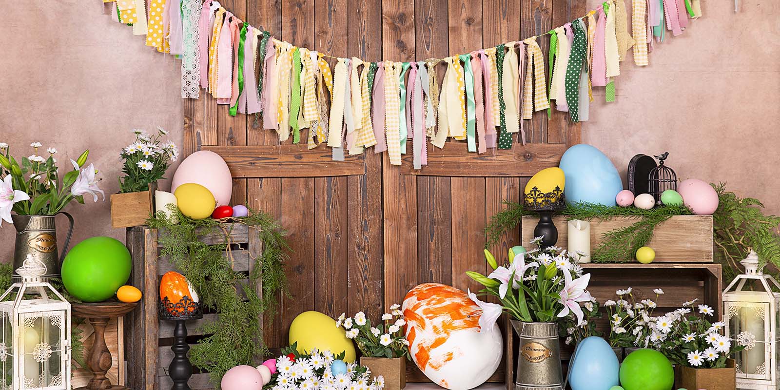 Kate Ostereier Braun Holztür Hintergrund Ostern Entworfen von Emetselch - Kate Backdrop.de