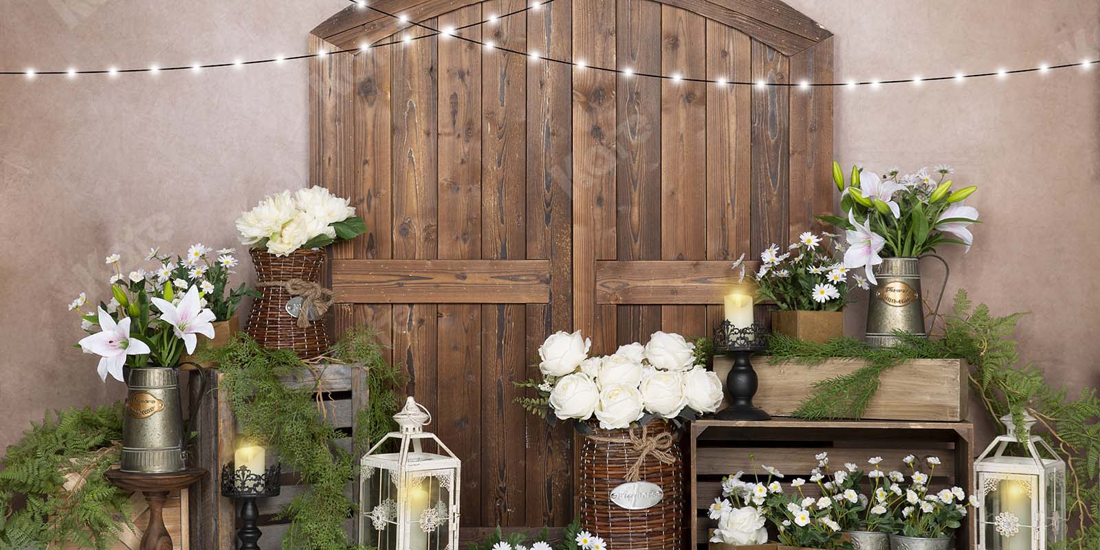 Kate Frühling weiß Rosen Blumen Tür rosa Hintergrund von Emetselch - Kate Backdrop.de