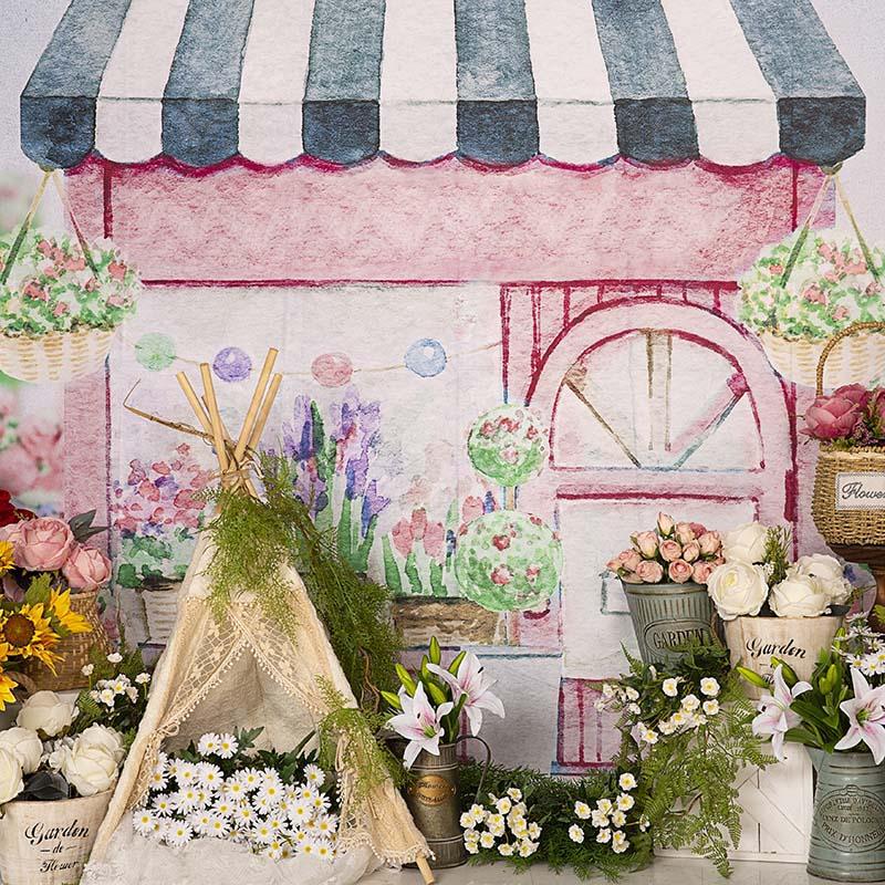 Kate Frühling Blumengeschäft Blumen Zelt Hintergrund von Emetselch - Kate Backdrop.de