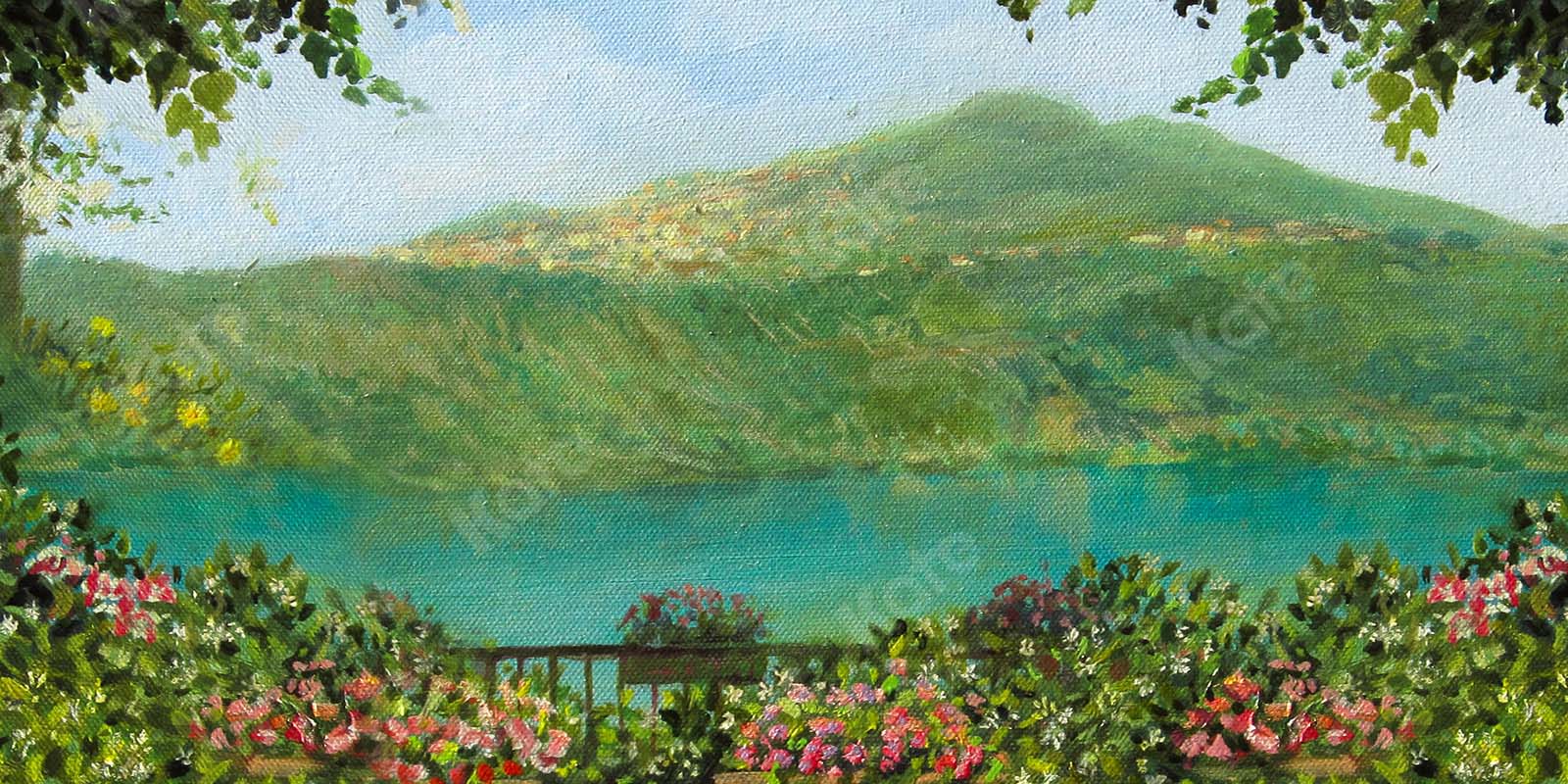 Kate Fine Art Frühling Garten See Landschaft Hintergrund von GQ