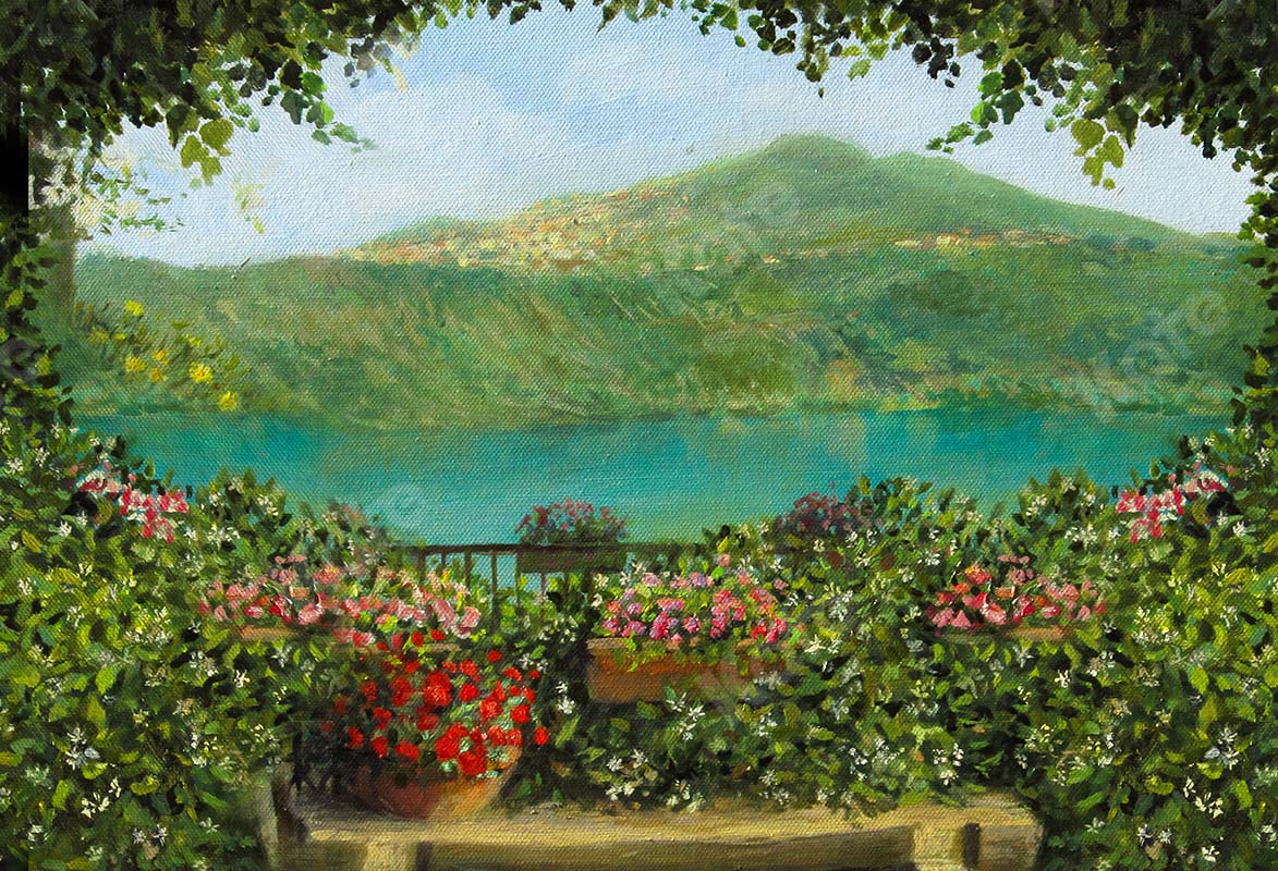 Kate Fine Art Frühling Garten See Landschaft Hintergrund von GQ