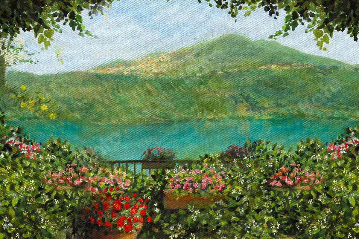 Kate Fine Art Frühling Garten See Landschaft Hintergrund von GQ
