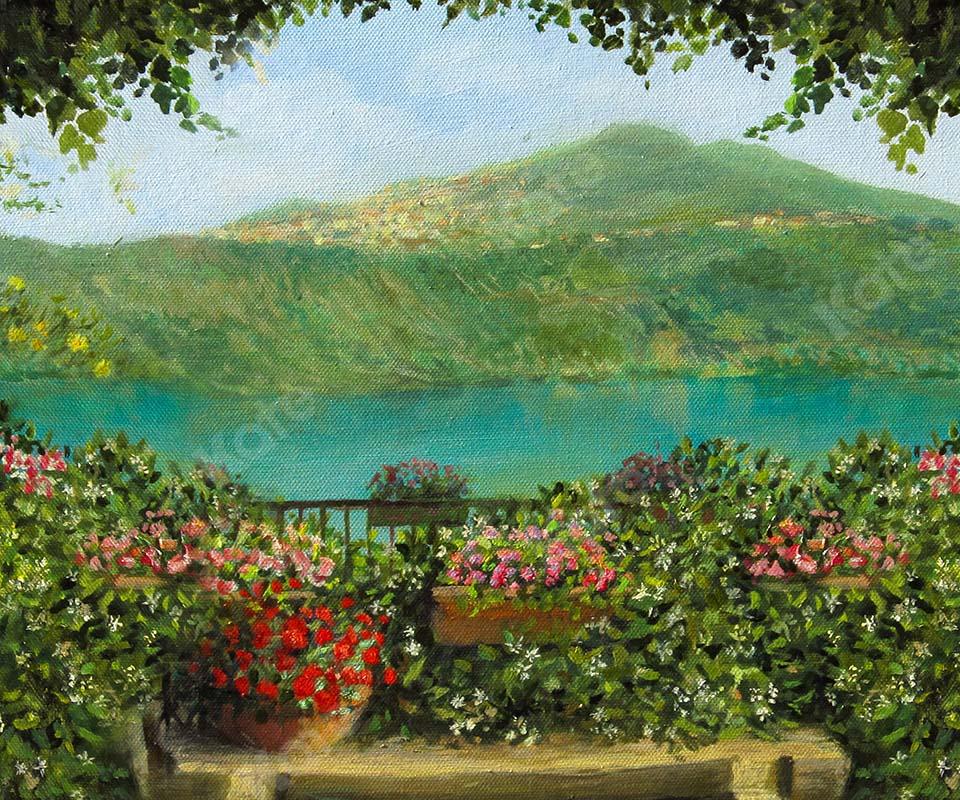 Kate Fine Art Frühling Garten See Landschaft Hintergrund von GQ