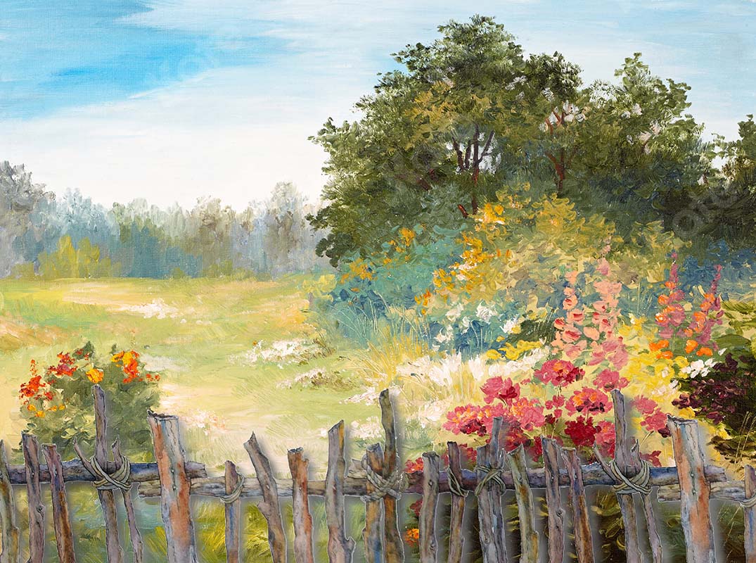 Kate Fine Art Zaun Frühling Landschaft Hintergrund von GQ - Kate Backdrop.de