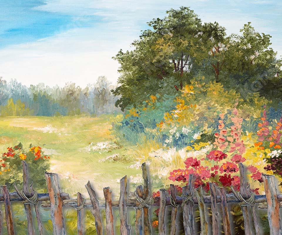 Kate Fine Art Zaun Frühling Landschaft Hintergrund von GQ - Kate Backdrop.de