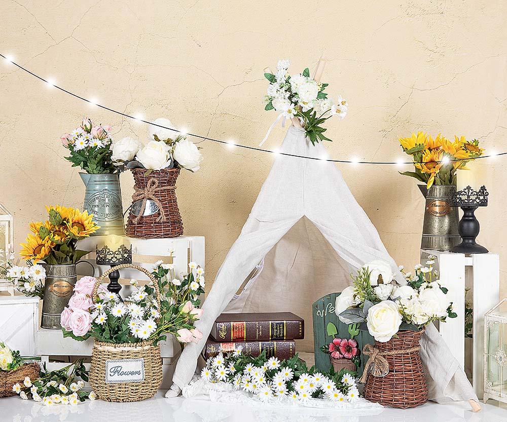 Kate Frühling Blumen weißer Zelthintergrund von Emetselch - Kate Backdrop.de