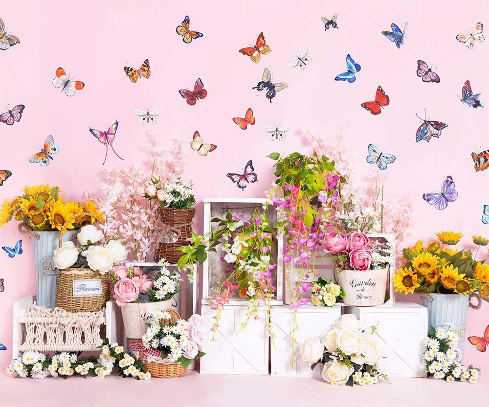 Kate Frühling Blumen Schmetterling Wand Hintergrund von Emetselch - Kate Backdrop.de