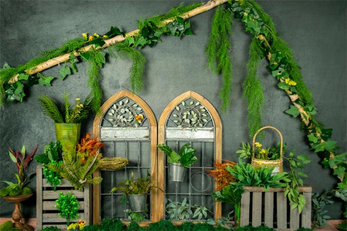 Kate Grüne Pflanzen Scheunentor Sommer Hintergrund Entworfen von Jia Chan Photography - Kate Backdrop.de