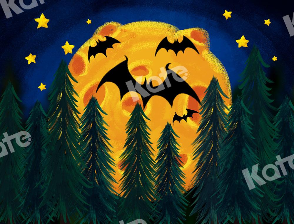 Kate Halloween Hintergrund Stern Mond Wald Fledermäuse Entworfen von Chain