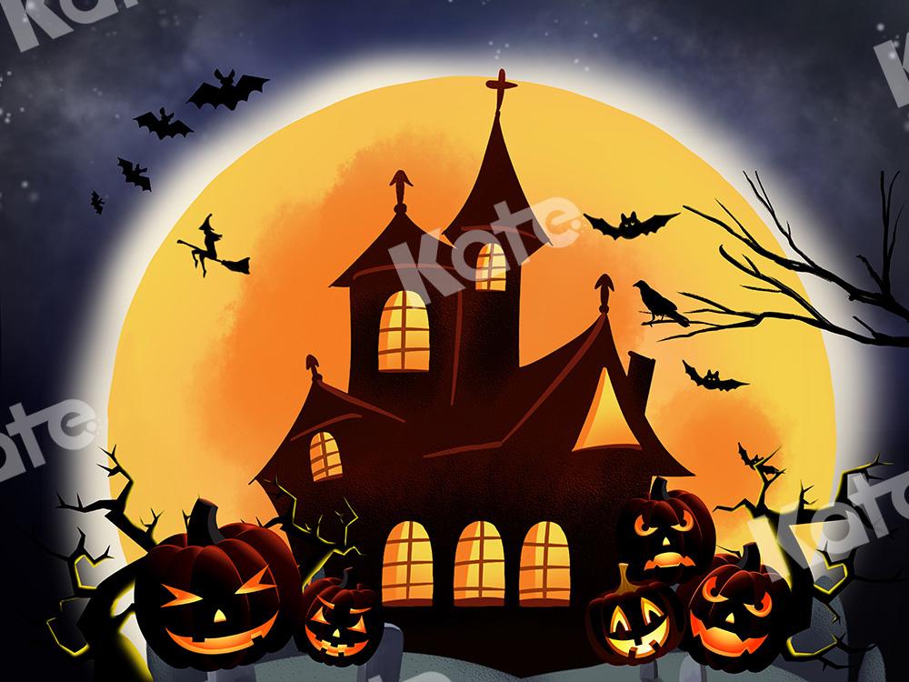 Kate Halloween Hintergrund Kürbisse Hexenhaus Entworfen von Chain - Kate Backdrop.de