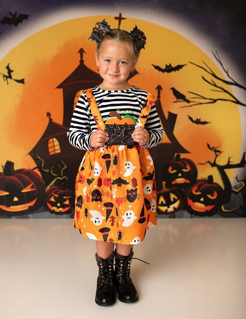 Kate Halloween Hintergrund Kürbisse Hexenhaus Entworfen von Chain - Kate Backdrop.de