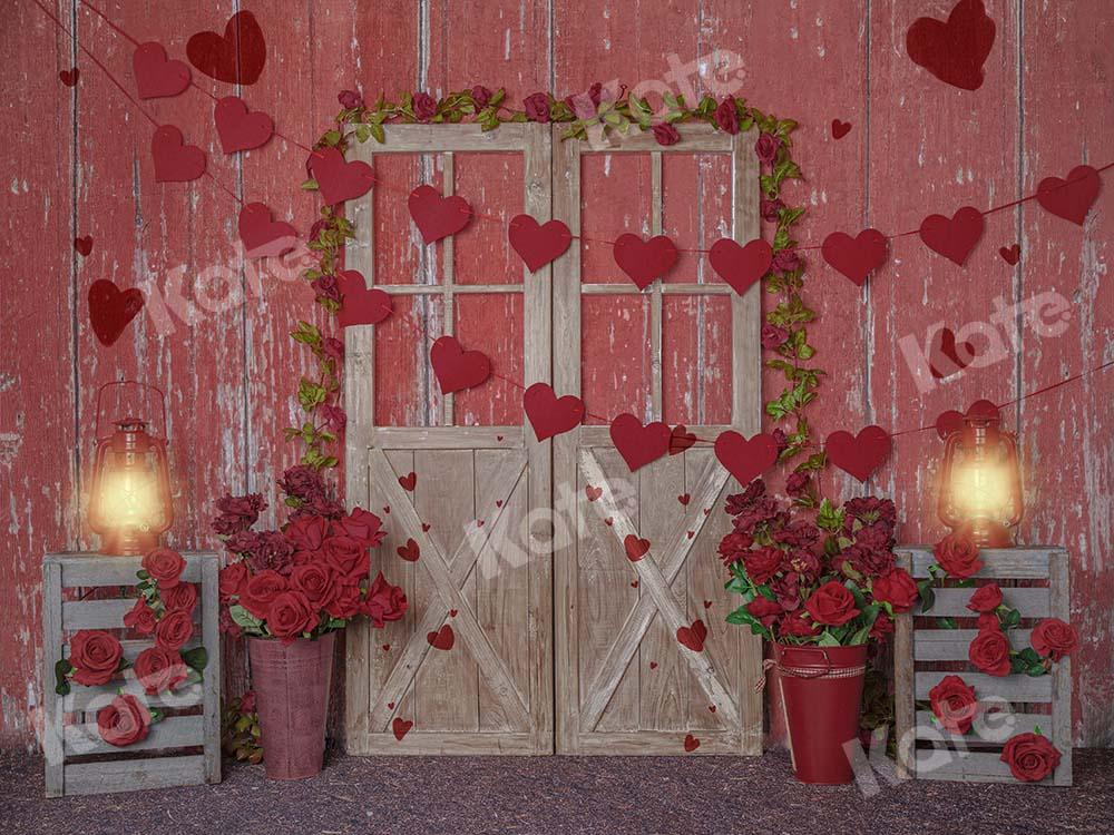 Kate Valentinstag Rosen leuchtet roten Holz Hintergrund Entworfen von Emetselch - Kate Backdrop.de