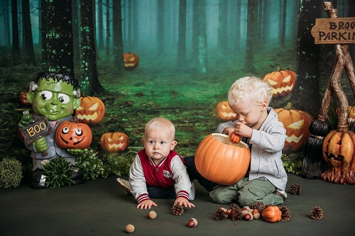 Kate Halloween Hintergrund Kürbisse Wald Entworfen von Chain - Kate Backdrop.de
