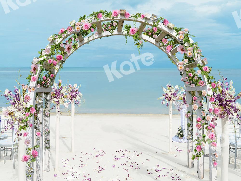 Kate Hochzeitshintergrund Strand Blumen Bogen entworfen von Chain Fotografie - Kate Backdrop.de