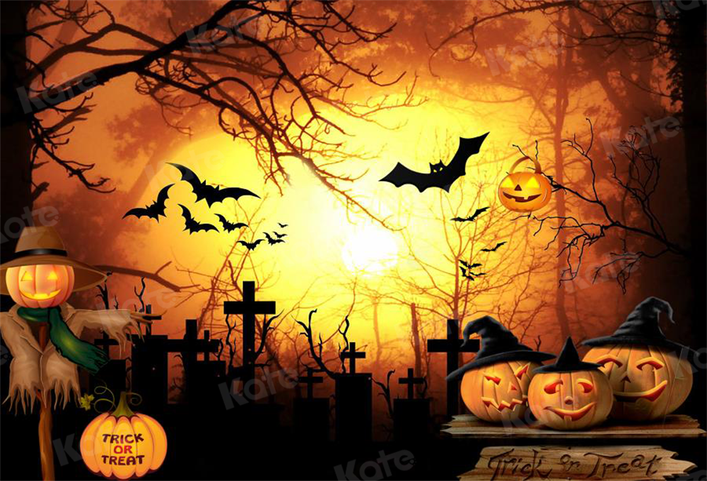 Kate Halloween Fledermäuse Kürbis Hintergrund von Chain Photography - Kate Backdrop.de