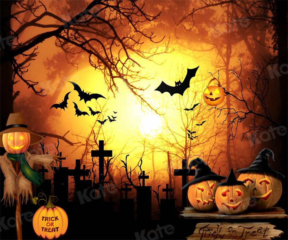 Kate Halloween Fledermäuse Kürbis Hintergrund von Chain Photography - Kate Backdrop.de