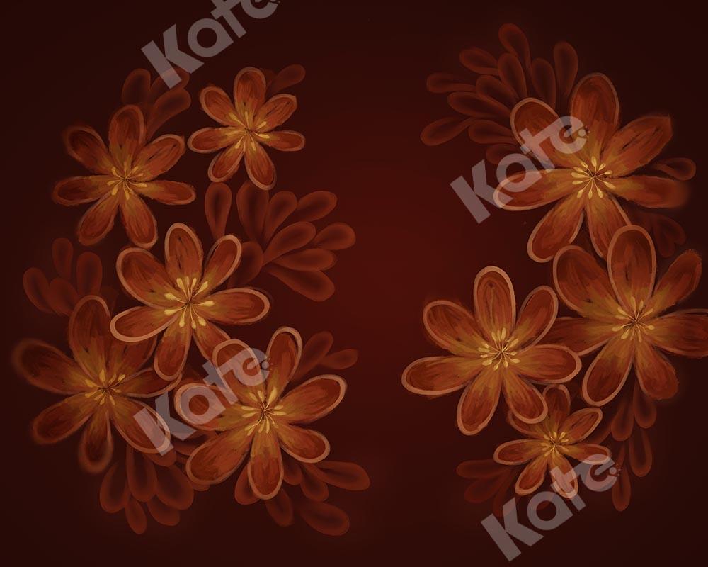 Kate Fine Art Orange Blumen Hintergrund entworfen von Chain Photography - Kate Backdrop.de