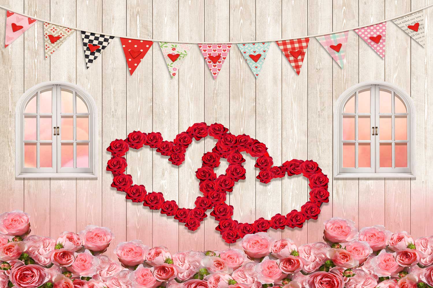 Kate Valentinstag Rose Fenster Holz Hintergrund Entworfen von Chain Photography - Kate Backdrop.de