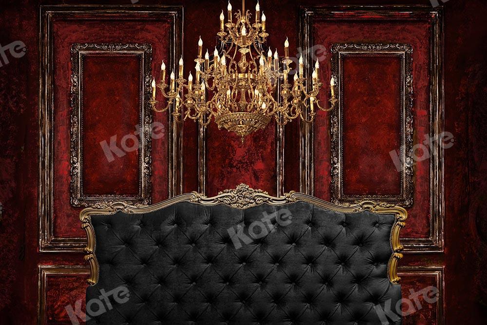 Kate Roter Wandhintergrund des Boudoir-Bettbretts von Chain Photography