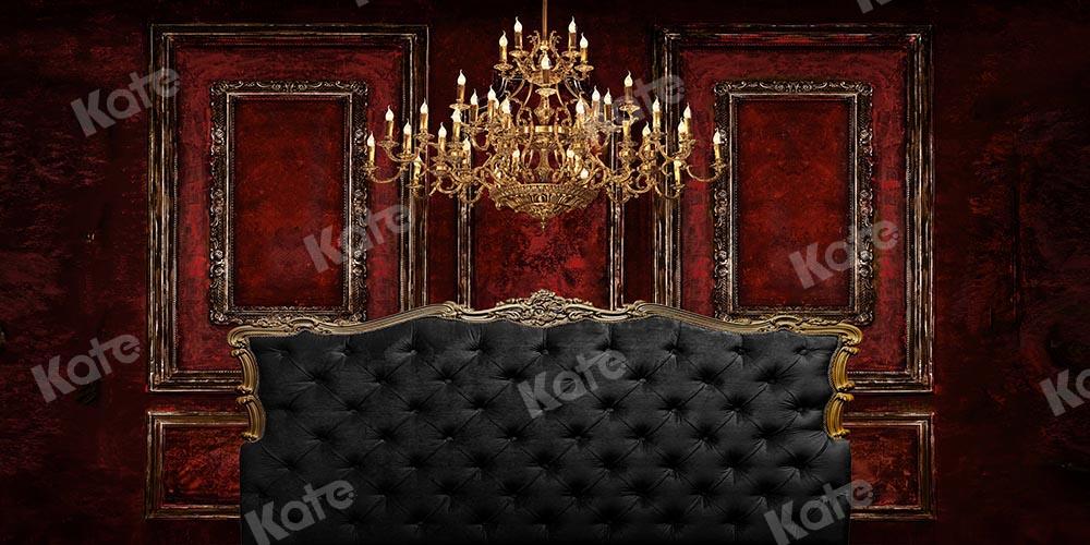 Kate Roter Wandhintergrund des Boudoir-Bettbretts von Chain Photography