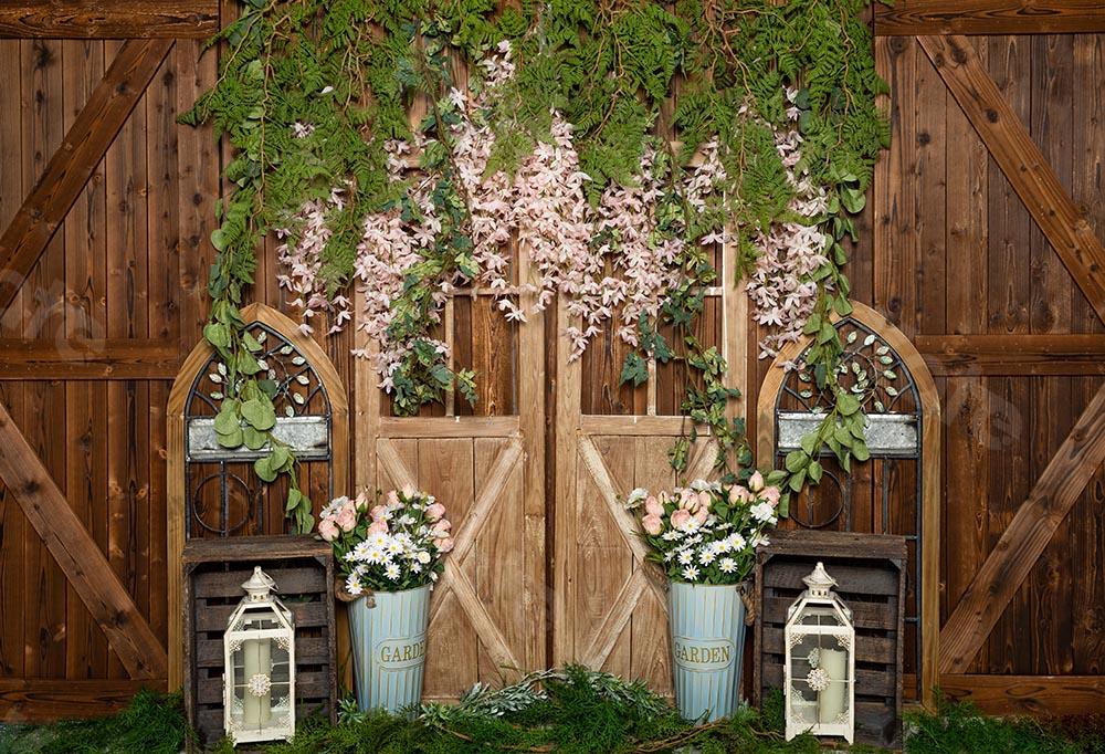 Kate Frühlingsblumen Vine Braun Holz Wandhintergrund Entworfen von Emetselch - Kate Backdrop.de