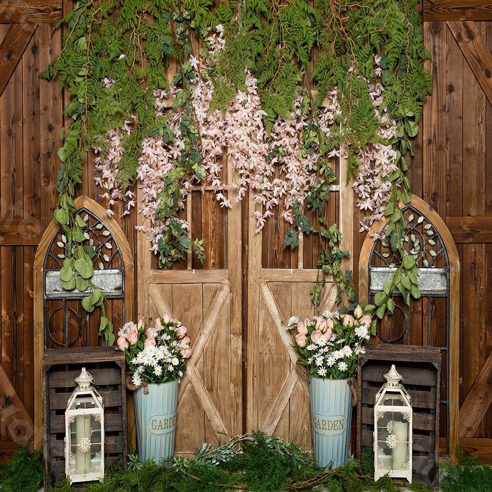 Kate Frühlingsblumen Vine Braun Holz Wandhintergrund Entworfen von Emetselch - Kate Backdrop.de