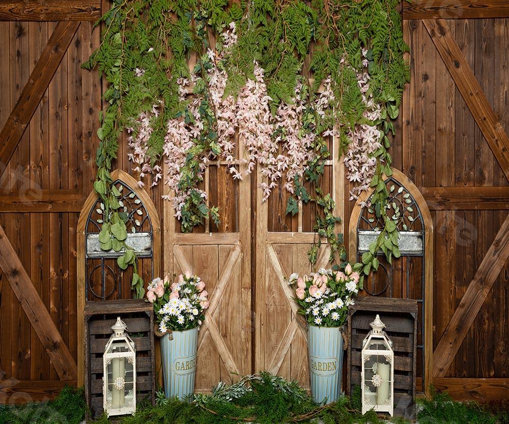 Kate Frühlingsblumen Vine Braun Holz Wandhintergrund Entworfen von Emetselch - Kate Backdrop.de