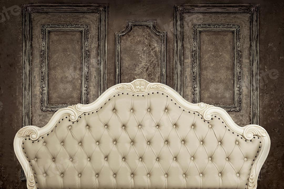 Kate Kopfteil Schlafzimmer beige Retro Wand Boudoir Hintergrund von Kate