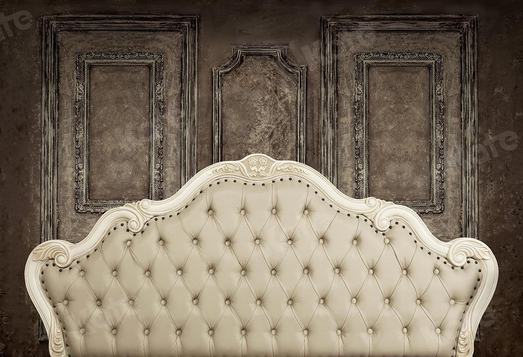 Kate Kopfteil Schlafzimmer beige Retro Wand Boudoir Hintergrund von Kate