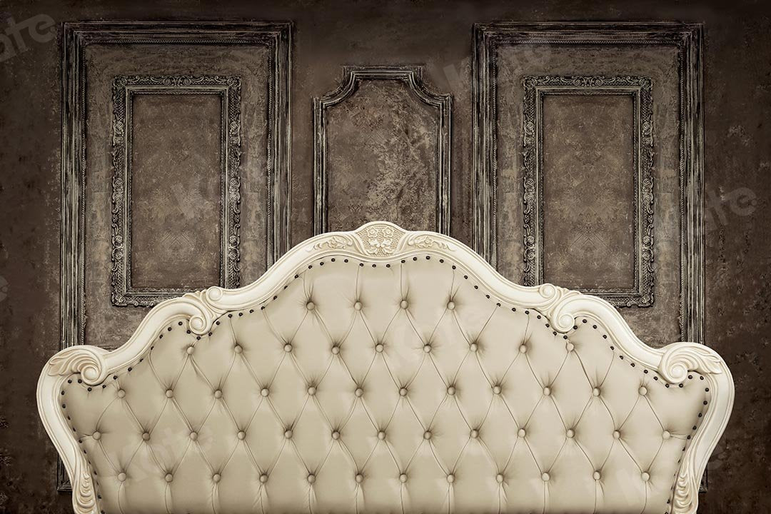 Kate Kopfteil Schlafzimmer beige Retro Wand Boudoir Hintergrund von Kate