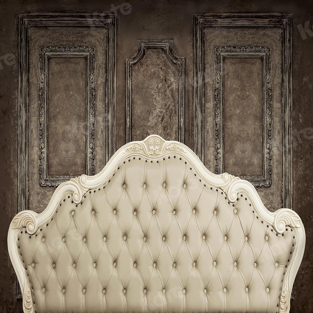 Kate Kopfteil Schlafzimmer beige Retro Wand Boudoir Hintergrund von Kate
