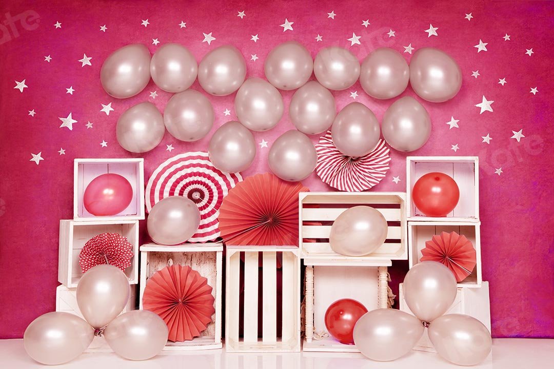 Kate Cake Smash rosa Luftballons Mädchen Party Geburtstag Hintergrund von Emetselch - Kate Backdrop.de