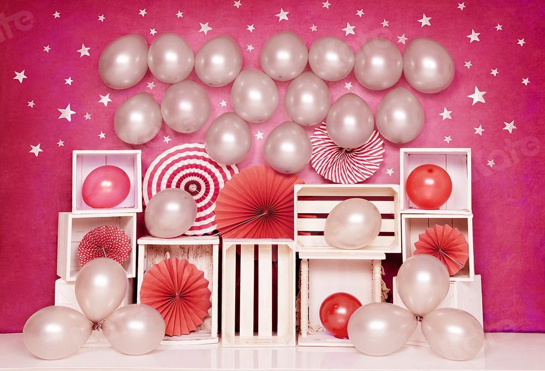 Kate Cake Smash rosa Luftballons Mädchen Party Geburtstag Hintergrund von Emetselch - Kate Backdrop.de