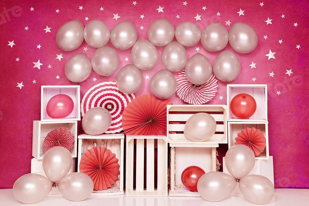 Kate Cake Smash rosa Luftballons Mädchen Party Geburtstag Hintergrund von Emetselch - Kate Backdrop.de