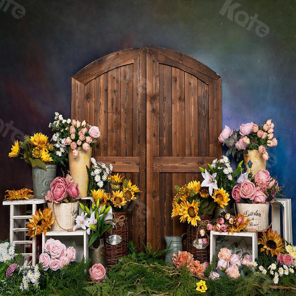 Kate Frühling/ Muttertag Blumengeschäft Tür blauer Hintergrund von Emetselch - Kate Backdrop.de