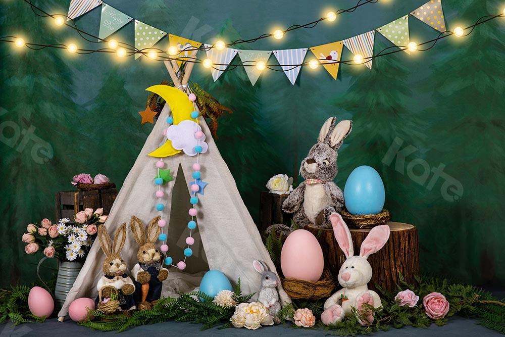 Kate Ostern / Frühling Zelt Hase Eier Hintergrund von Emetselch