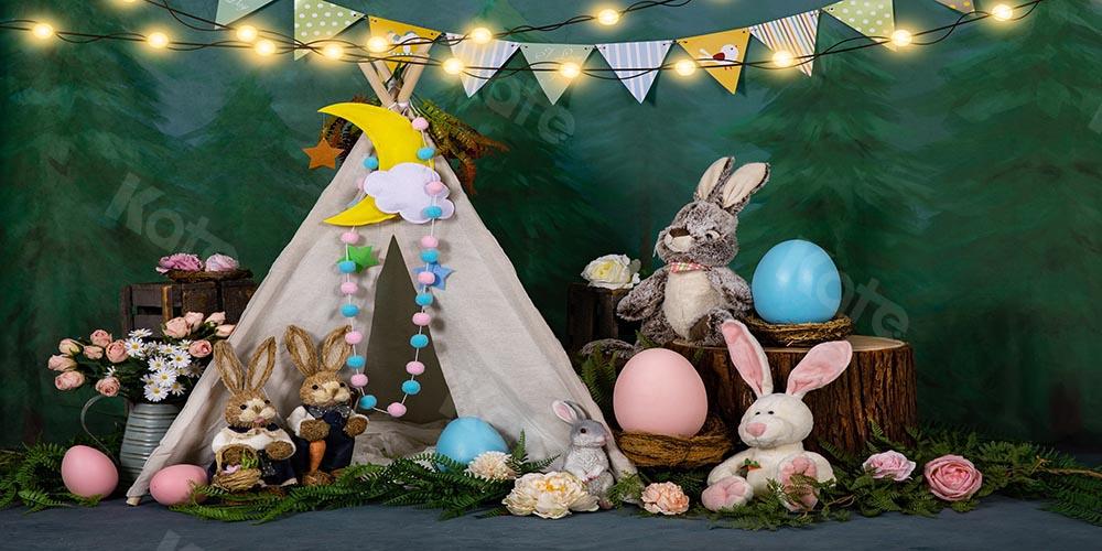 Kate Ostern / Frühling Zelt Hase Eier Hintergrund von Emetselch