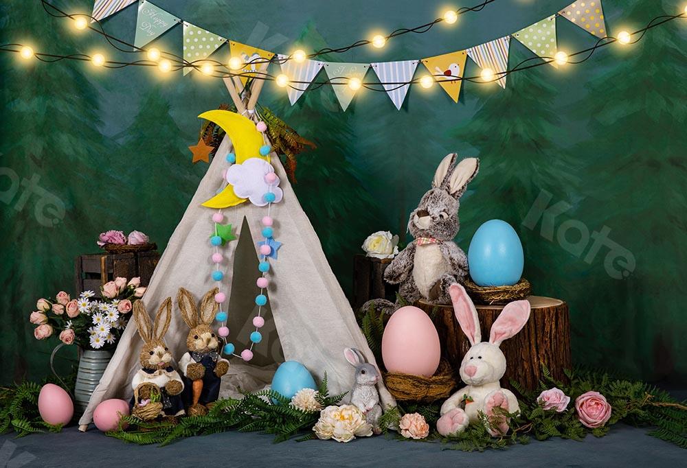 Kate Ostern / Frühling Zelt Hase Eier Hintergrund von Emetselch