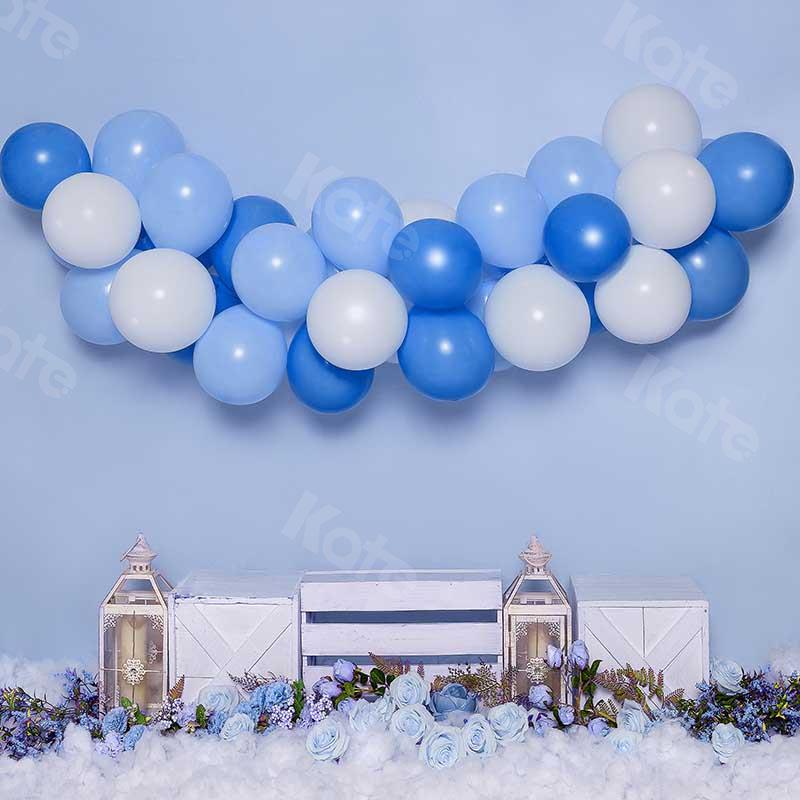 Kate Cake Smash Blumen Luftballons Blau Geburtstag Hintergrund von Emetselch - Kate Backdrop.de