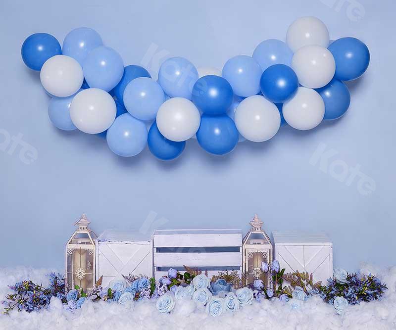 Kate Cake Smash Blumen Luftballons Blau Geburtstag Hintergrund von Emetselch - Kate Backdrop.de