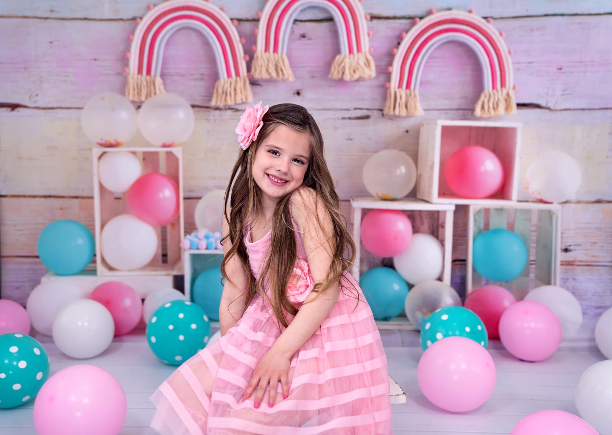 Kate Regenbogen Ballons Cake Smash Geburtstag Hintergrund von Emetselch - Kate Backdrop.de