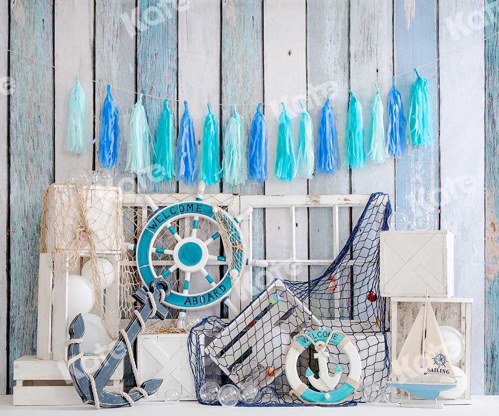Kate Sommer Cake Smash Geburtstag Hintergrund Segel Junge Holz von Emetselch - Kate Backdrop.de