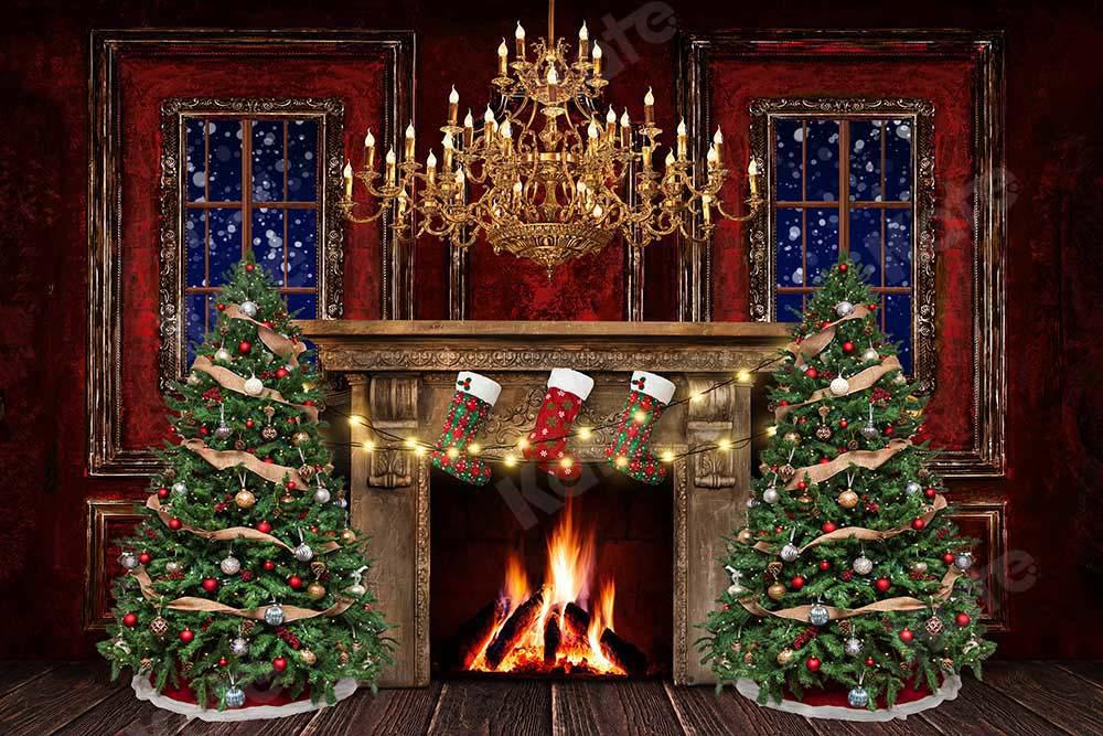 Kate Weihnachten Winter Schnee Kamin Hintergrund von Emetselch