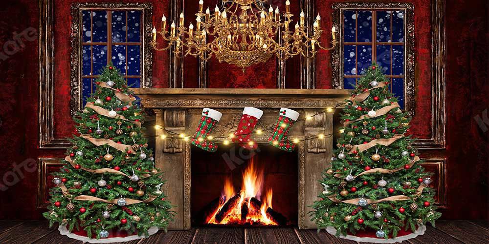 Kate Weihnachten Winter Schnee Kamin Hintergrund von Emetselch