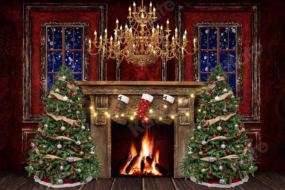 Kate Weihnachten Winter Schnee Kamin Hintergrund von Emetselch