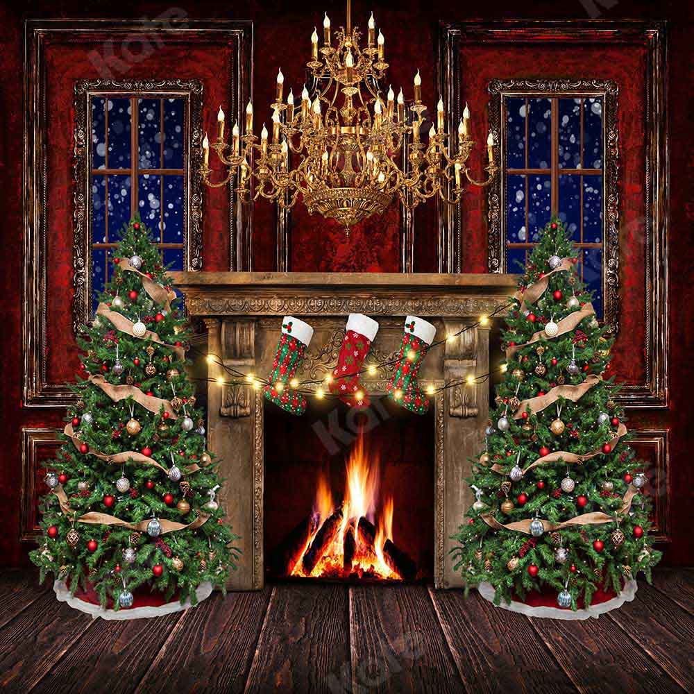 Kate Weihnachten Winter Schnee Kamin Hintergrund von Emetselch